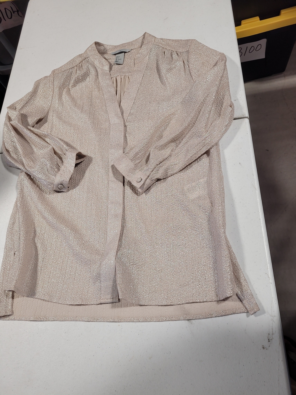 H&M Light Blush Shimmer Long-Sleeve Blouse